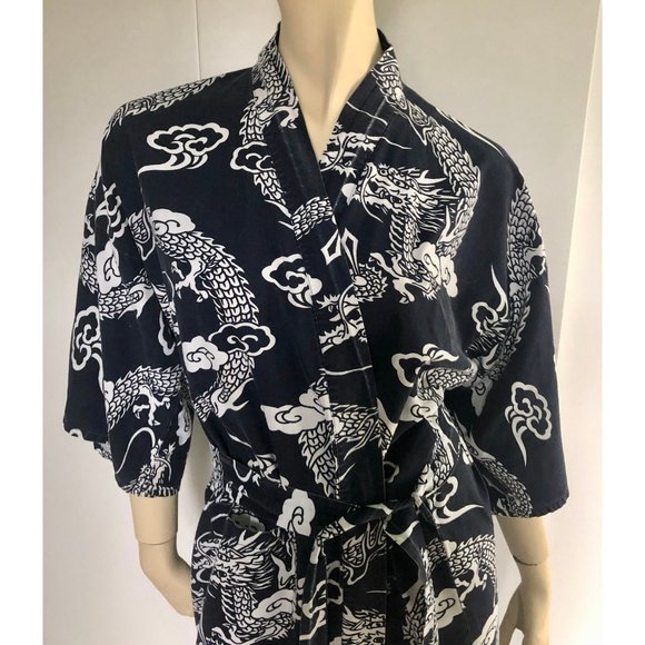 Mens Robe, Size Large, Year of the Dragon Vintage Loungewear - Picture 5 of 10